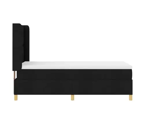 Spyruoklinė Lova Su Čiužiniu Juoda 100 X 200 Cm Audinys