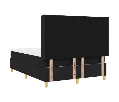 Box Spring Voodi Madratsiga Peaga Must 140 X 200 Cm Kangas