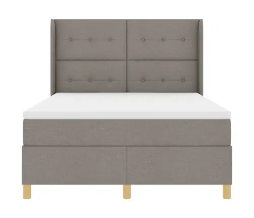 Kastītes Atsperu Gulta Pelēkbrūna 140 X 200 Cm Audums Vidaxl