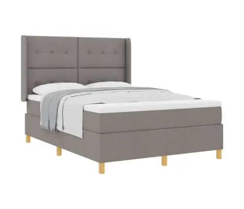 Kastītes Atsperu Gulta Pelēkbrūna 140 X 200 Cm Audums Vidaxl