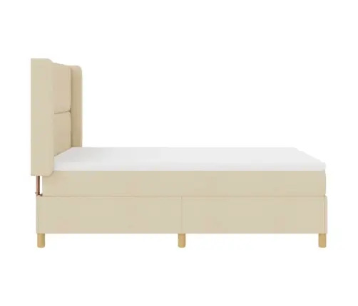 Kastītes Atsperu Gulta Ar Matraci Krēmkrāsa 140 X 200 Cm Audums Vidaxl