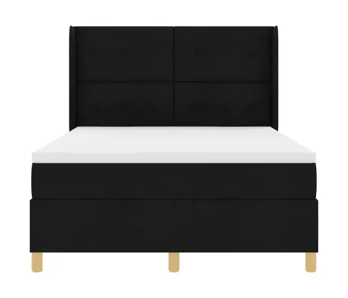 Kastītes Atsperu Gulta Ar Matraci Melna 160 X 200 Cm Audums Vidaxl