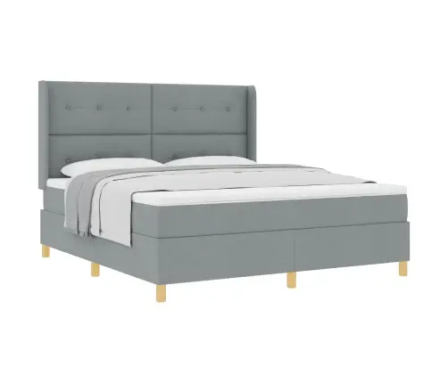 Kastītes Atsperu Gulta Gaiši Pelēks 180 X 200 Cm Audums Vidaxl