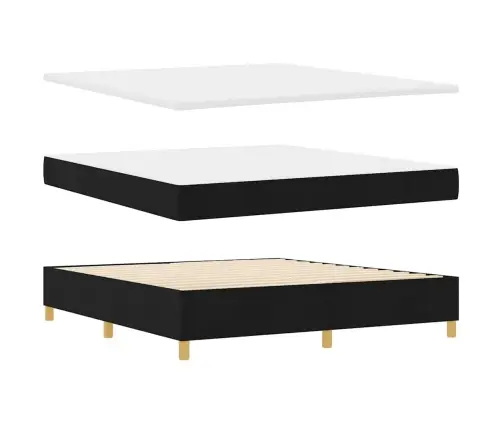 Kastītes Atsperu Gulta Ar Matraci Melna 180 X 200 Cm Audums Vidaxl