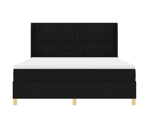 Kastītes Atsperu Gulta Ar Matraci Melna 180 X 200 Cm Audums Vidaxl