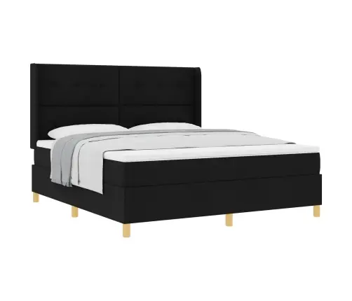 Kastītes Atsperu Gulta Ar Matraci Melna 180 X 200 Cm Audums Vidaxl