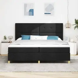 Kiemas Lova Su Čiužiniu Juoda 200 X 200 Cm Audinys