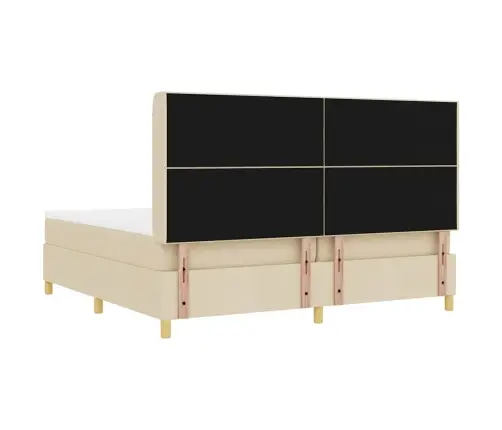 Kastītes Atsperu Gulta Ar Matraci Krēmkrāsa 200 X 200 Cm Audums Vidaxl