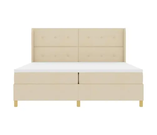 Kastītes Atsperu Gulta Ar Matraci Krēmkrāsa 200 X 200 Cm Audums Vidaxl