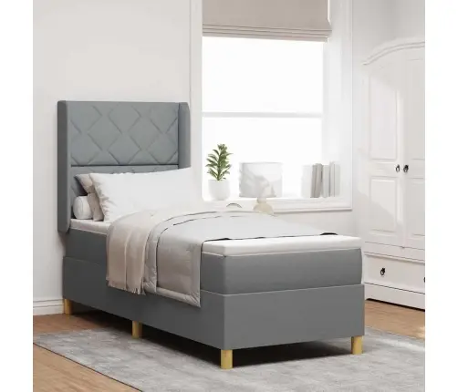 Kiemas Lova Su Čiužiniu Šviesiai Pilka 80 X 200 Cm Audinys