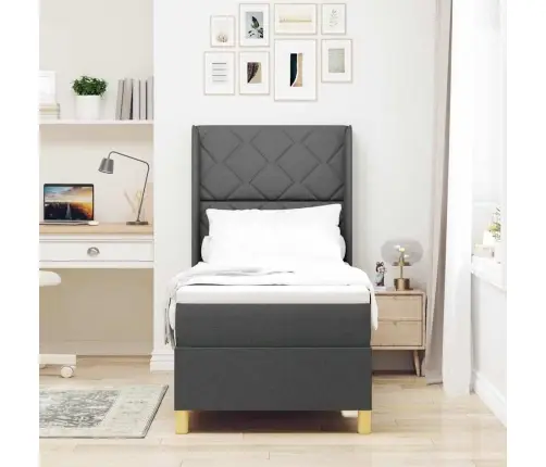 Box Spring Gulta Ar Matraci Tumši Pelēkā Krāsā, Izmērs 80 X 200 Cm Vidaxl