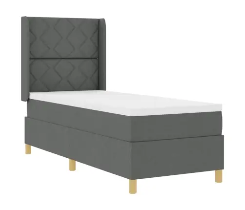 Box Spring Gulta Ar Matraci Tumši Pelēkā Krāsā, Izmērs 80 X 200 Cm Vidaxl