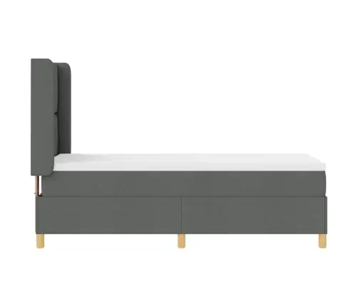 Box Spring Gulta Ar Matraci Tumši Pelēkā Krāsā, Izmērs 80 X 200 Cm Vidaxl