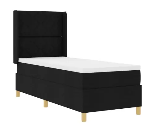 Kastītes Atsperu Gulta Ar Matraci Melna 80 X 200 Cm Audums Vidaxl