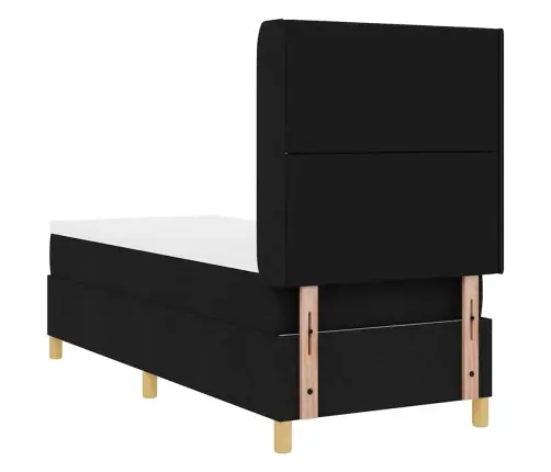 Kastītes Atsperu Gulta Ar Matraci Melna 80 X 200 Cm Audums Vidaxl