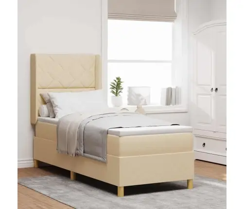 Box Spring Voodi Madratsiga Peaga Cream 80 X 200 Cm Kangas