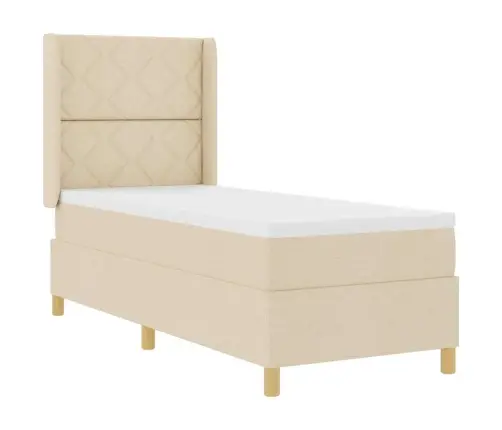 Box Spring Voodi Madratsiga Peaga Cream 80 X 200 Cm Kangas