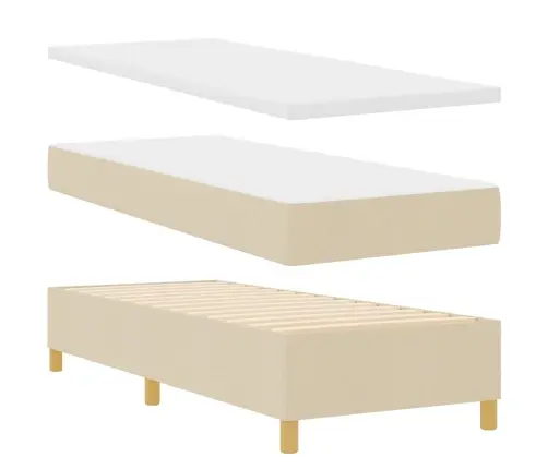 Box Spring Voodi Madratsiga Peaga Cream 80 X 200 Cm Kangas