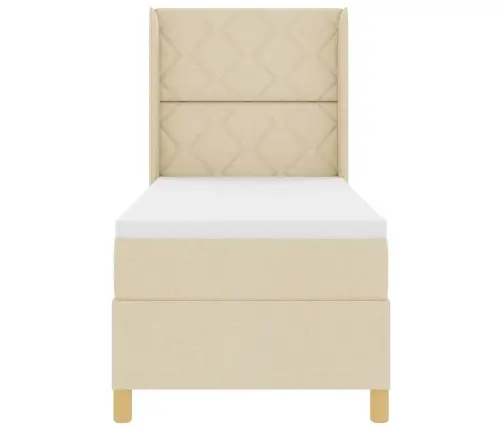Box Spring Voodi Madratsiga Peaga Cream 80 X 200 Cm Kangas