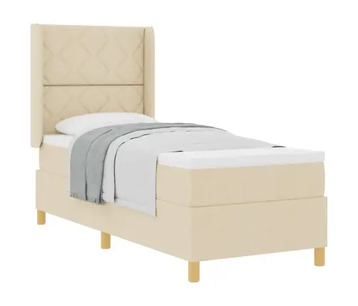 Gulta Ar Atsperēm Ar Matraci Krēmkrāsa 80 X 200 Cm Audums Vidaxl