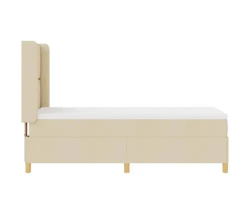 Box Spring Voodi Madratsiga Peaga Cream 80 X 200 Cm Kangas