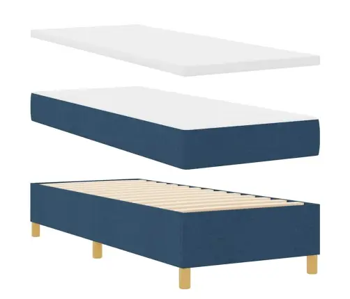 Gulta Ar Atsperēm Ar Matraci Zila 80 X 200 Cm Audums Vidaxl