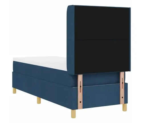 Gulta Ar Atsperēm Ar Matraci Zila 80 X 200 Cm Audums Vidaxl