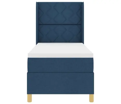 Gulta Ar Atsperēm Ar Matraci Zila 80 X 200 Cm Audums Vidaxl