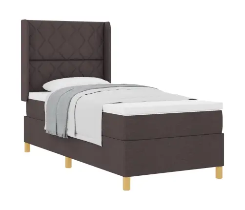 Gulta Ar Atsperēm Ar Matraci Tumši Brūna 90 X 190 Cm Audums Vidaxl