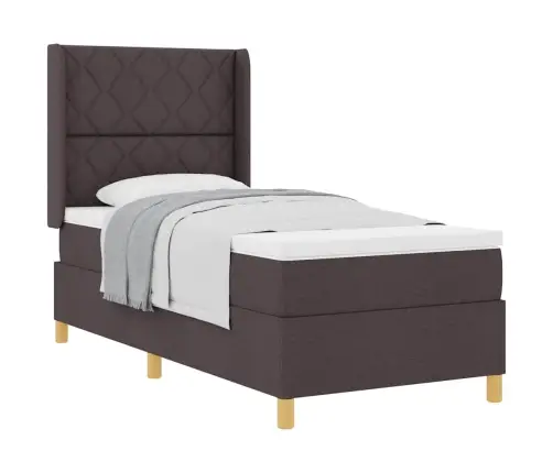 Gulta Ar Atsperēm Ar Matraci Tumši Brūna 90 X 190 Cm Audums Vidaxl