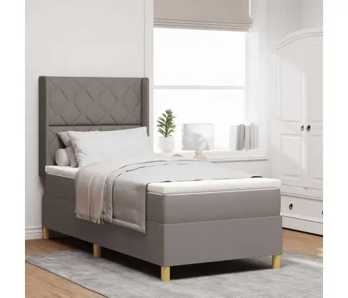 Box Spring Voodi Madratsiga Pruunikashall 90 X 190 Cm Kangas
