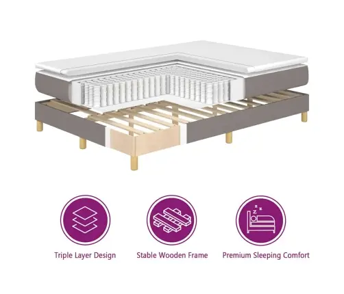 Gulta Ar Atsperēm Ar Matraci Pelēkbrūna 90 X 200 Cm Audums Vidaxl