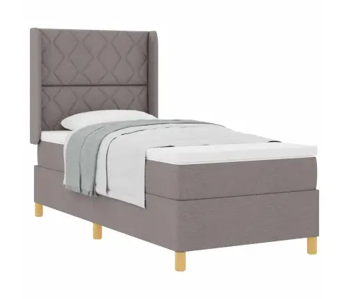 Gulta Ar Atsperēm Ar Matraci Pelēkbrūna 90 X 200 Cm Audums Vidaxl
