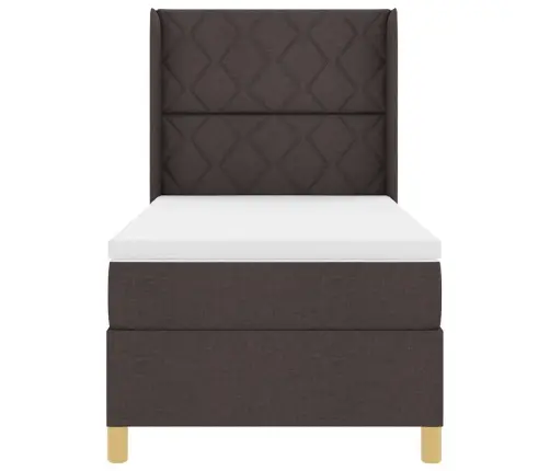 Gulta Ar Atsperēm Un Matraci, Tumši Brūna, 100 X 200 Cm, Audums Vidaxl