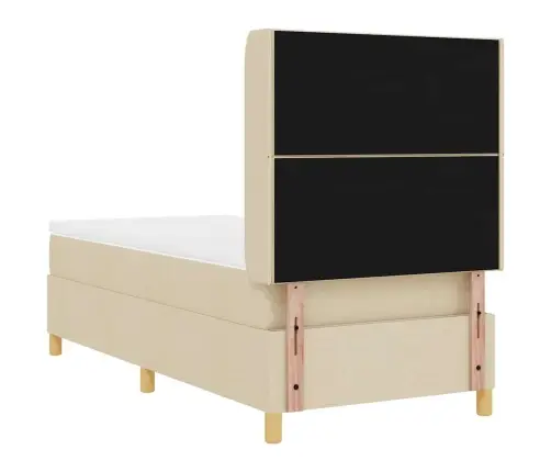 Kastītes Atsperu Gulta Ar Matraci Krēmkrāsa 100 X 200 Cm Audums Vidaxl