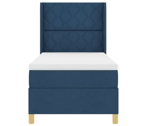 Gulta Ar Atsperēm Un Matraci, Zila, 100 X 200 Cm, Audums. Vidaxl