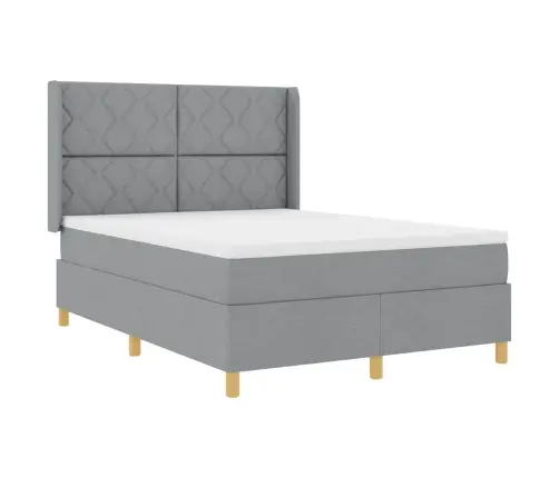 Gulta Ar Atsperēm Ar Matraci Gaiši Pelēka 140 X 190 Cm Audums Vidaxl