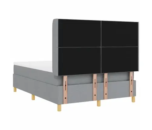Gulta Ar Atsperēm Ar Matraci Gaiši Pelēka 140 X 190 Cm Audums Vidaxl