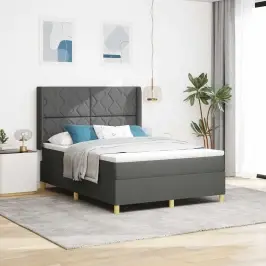 Kastītes Atsperu Gulta Tumši Pelēks 140 X 190 Cm Audums Vidaxl Kastītes Atsperu Gulta Tumši Pelēks 140 X 190 Cm Audums Vidaxl