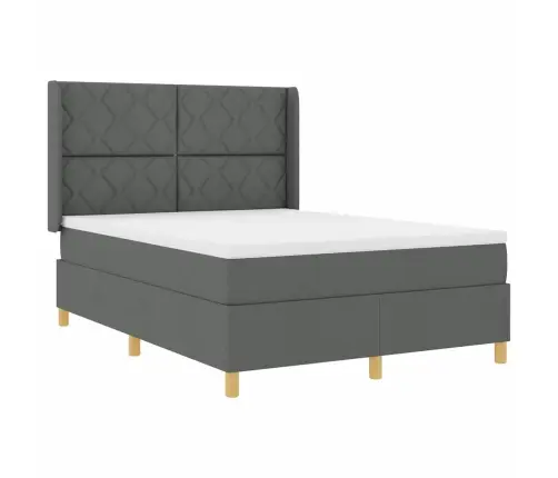 Gulta Ar Atsperēm Ar Matraci Tumši Pelēka 140 X 190 Cm Audums Vidaxl