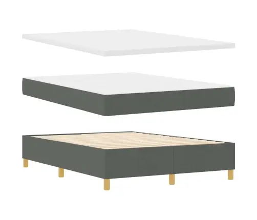 Gulta Ar Atsperēm Ar Matraci Tumši Pelēka 140 X 190 Cm Audums Vidaxl