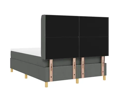 Gulta Ar Atsperēm Ar Matraci Tumši Pelēka 140 X 190 Cm Audums Vidaxl