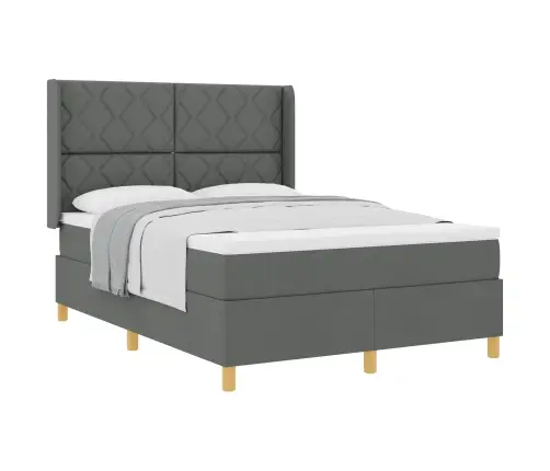 Gulta Ar Atsperēm Ar Matraci Tumši Pelēka 140 X 190 Cm Audums Vidaxl
