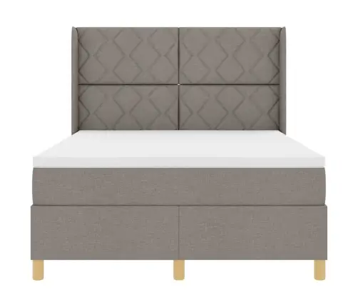 Gulta Ar Atsperēm Ar Matraci Pelēkbrūna 140 X 190 Cm Audums Vidaxl
