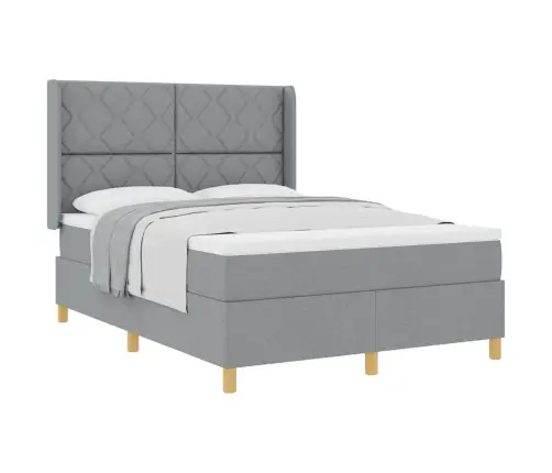 Gulta Ar Atsperēm Ar Matraci Gaiši Pelēka 140 X 200 Cm Audums Vidaxl