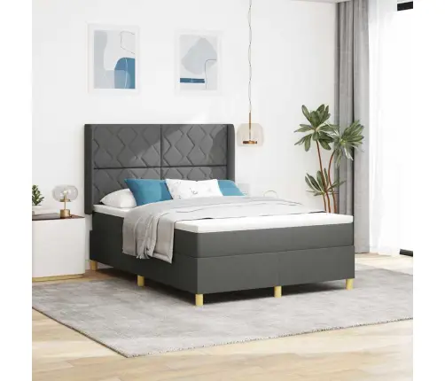 Gultas Rāmis Ar Matraci Tumši Pelēks - 140X200 Cm Vidaxl
