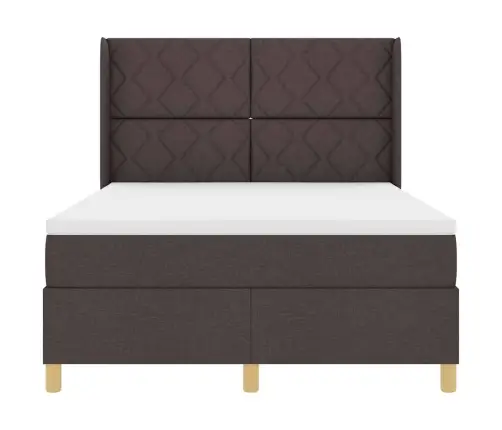 Kiemas Lova Su Čiužiniu Tamsiai Rudas 160 X 200 Cm Audinys