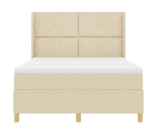 Gulta Ar Atsperēm Ar Matraci Krēmkrāsa 160 X 200 Cm Audums Vidaxl