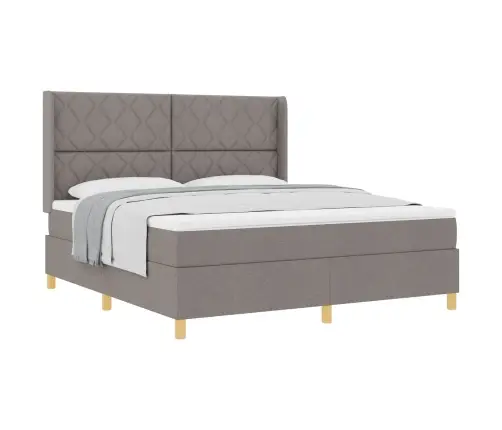 Gulta Ar Atsperēm Ar Matraci Pelēkbrūna 180 X 200 Cm Audums Vidaxl