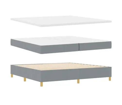 Gulta Ar Atsperēm Un Matraci, Gaiši Pelēka, 200X200 Cm, Audums Vidaxl